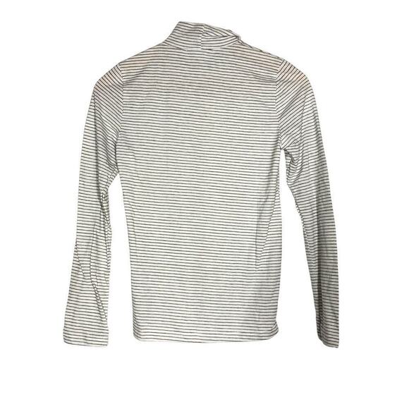 Marine Layer Lynn Top Striped Long Sleeve Turtleneck Natural Black Stripe NWT XS - Picture 4 of 8